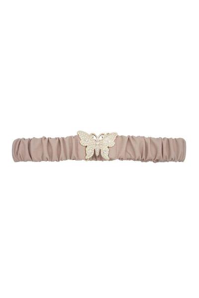 RHINESTONE PAVE BUTTERFLY RUCHED ELASTIC BACK BELT