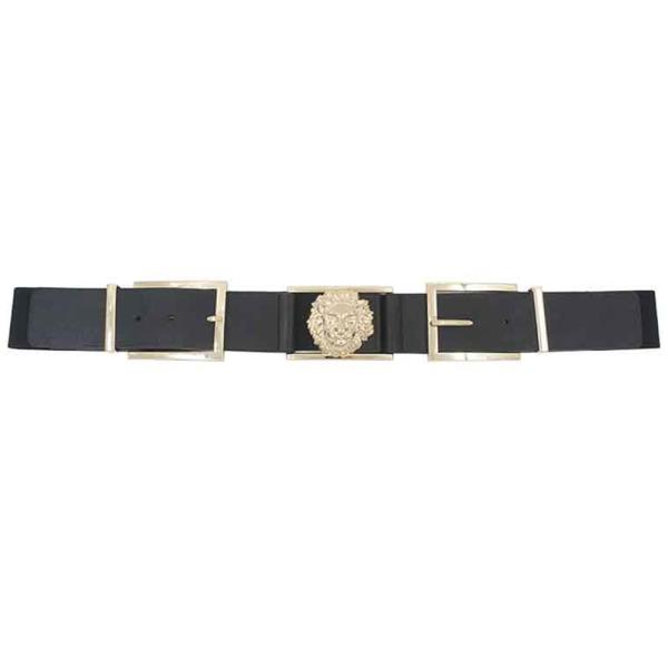 ELASTIC BELT WITH LION HEAD MEDALLION DETAIL