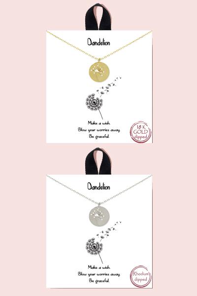 18K GOLD RHODIUM DIPPED DANDELION NECKLACE