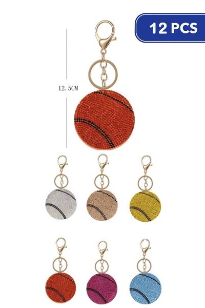 Rhinestone Basketball Keychain (12 Units)