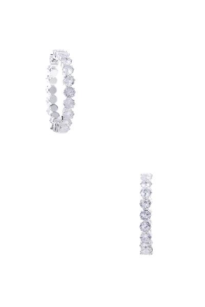 Crystal 35mm 5mm Round Stone Hoop Earring