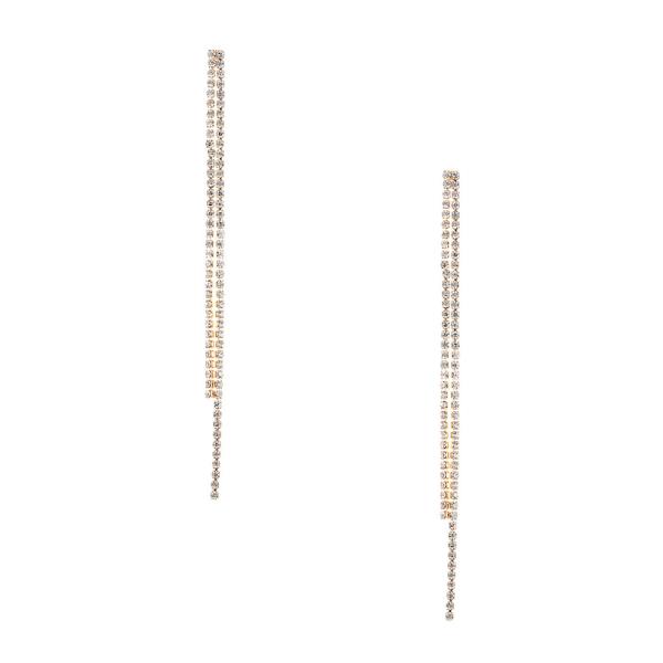 Rhinestone 2 Line Tassel2 Earring