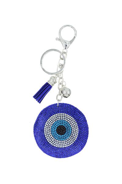 BLUE EVIL EYE ROUND KEYCHAIN