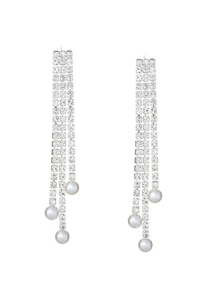 Rhinestone Tassel Pearl End Earring