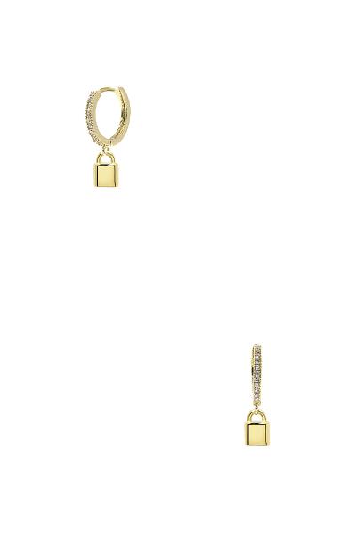 Crystal Huggie Hoop with Lock Earring
