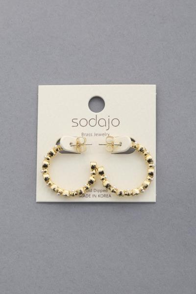 SODAJO PEARL CRYSTAL EDGE OPEN HOOP EARRING