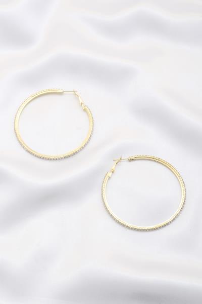 DAINTY RHINESTONE METAL HOOP EARRING
