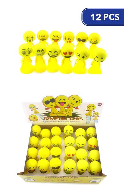 Face Emoji Jumping Gens Toy 12 Units