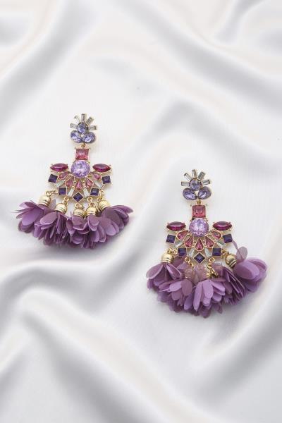 Crystal Flower Tassel Dangle Earring