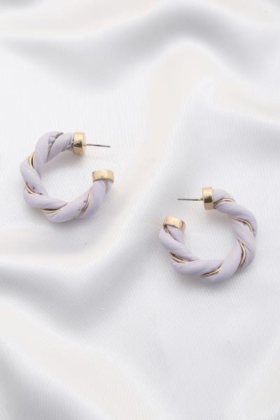 PU LEATHER TWIST OPEN HOOP EARRING