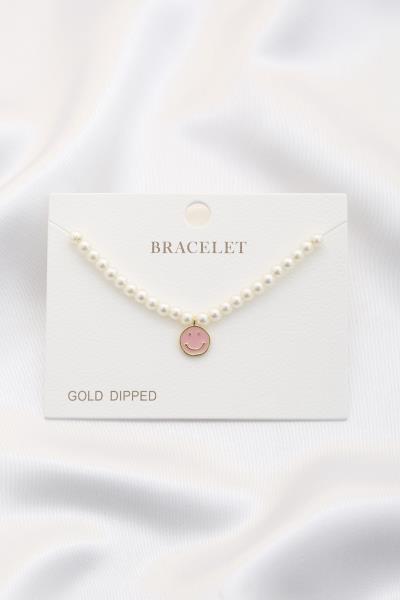 Happy Face Pearl Bead Bracelet