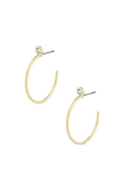 CRYSTAL METAL OPEN HOOP EARRING