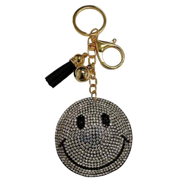 RHINESTONE HAPPY FACE KEYCHAIN