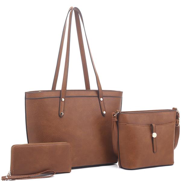 3IN1 Plain Tote Bag with Bag and Wallet Set