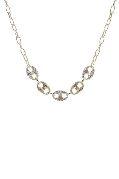 Rhinestone 5 Pignose Chain Necklace