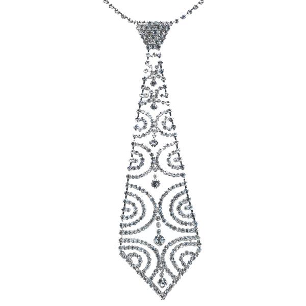 Rhinestone Half Circle Tie Necklace
