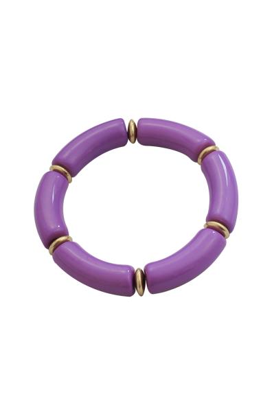 Worn Gold Acrylic Tube Stretch Bracelet