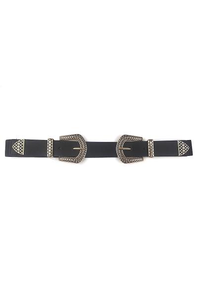 Western Double Side Metal Design Buckle Belt