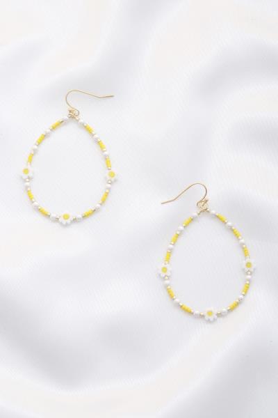 Flower Beaded Teardrop Dangle Earring