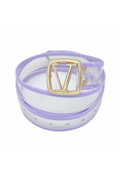 CLEAR COLOR EDGE METAL V BUCKLE BELT