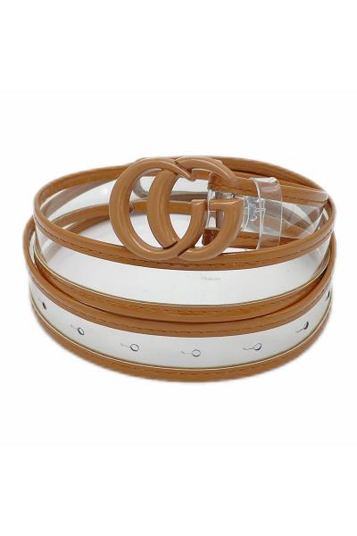 CLEAR COLOR EDGE METAL BUCKLE BELT