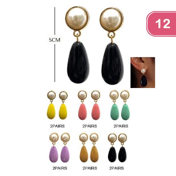 Pearl Resin Dangle Earring (12 Units)