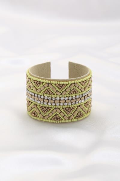 Seed Bead Rhinestone Cuff Bracelet