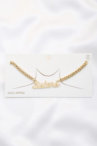 SISTERS CURSIVE CURB LINK NECKLACE