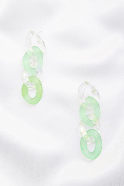 Transparent Iridescent Curb Link Dangle Earring