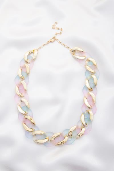 Smooth Texture Colorful Curb Link CCB Necklace