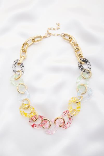 Clear Colorful Oval Link Necklace