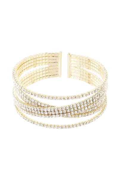 Rhinestone Cubic Zirconia 8LINE 3ROW Wire Bracelet