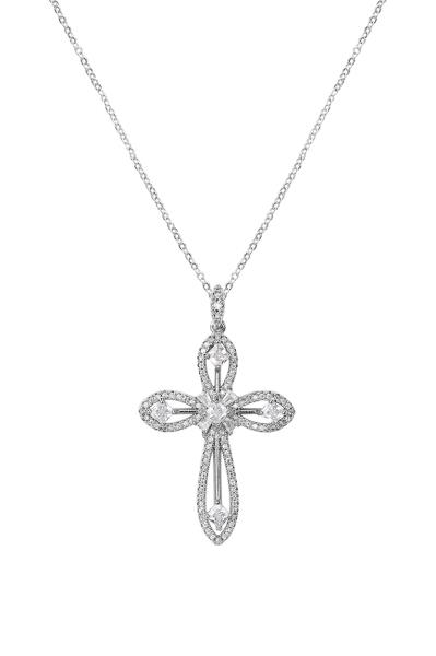 RHINESTONE CUBIC ZIRCONIA CUTOUT CROSS NECKLACE