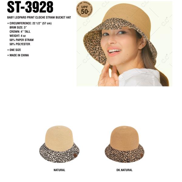 CC LEOPARD BRIM STRAW BUCKET HAT