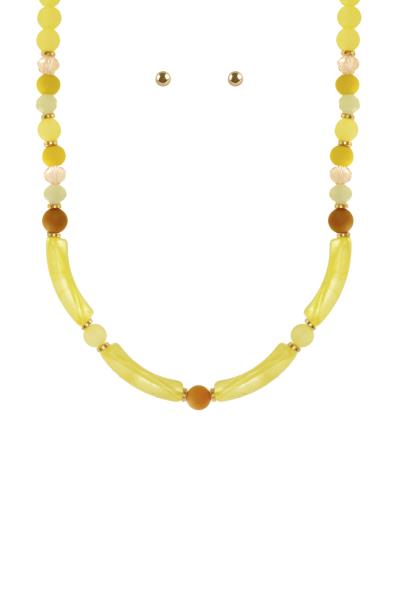 Crystal Cut Lucite Bead Necklace Earring Set