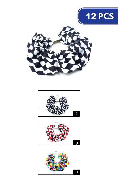 Harlequin Check Scrunchies (12 Units)