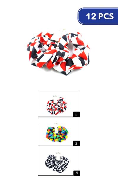 Harlequin Check Scrunchies (12 Units)