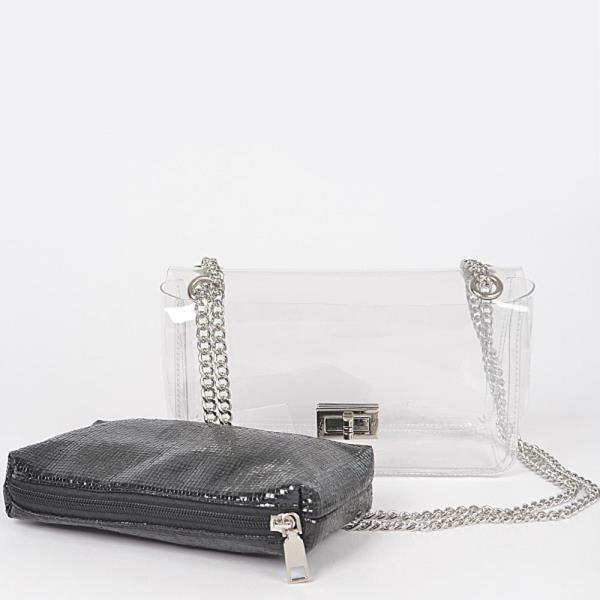 2IN1 Clear PVC Clutch with Shiny Pouch