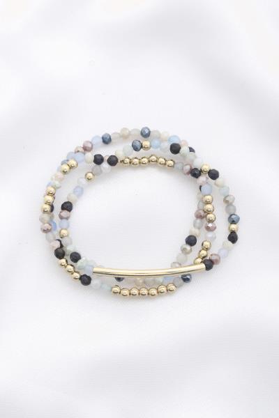 3 Row Glass Bead Stretch BR With M