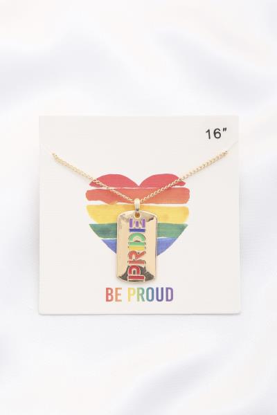 PRIDE LETTER TAG PENDANT NECKLACE WIIT COLOR