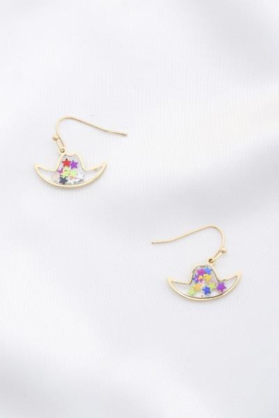 Western Hat Lucite Drop Earring with Star