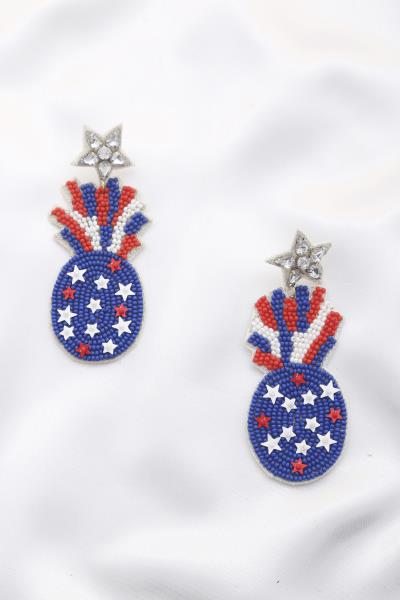 Beaded USA Pineapple Earring