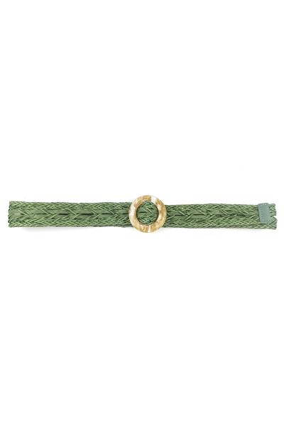 STRAW WEAVE ROUND ACRYLIC BUCKLE  BELT