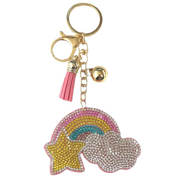 RHINESTONE RAINBOW KEYCHAIN WITH TASSEL