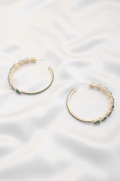 TEARDROP STONE HOOP EVENING EARRING