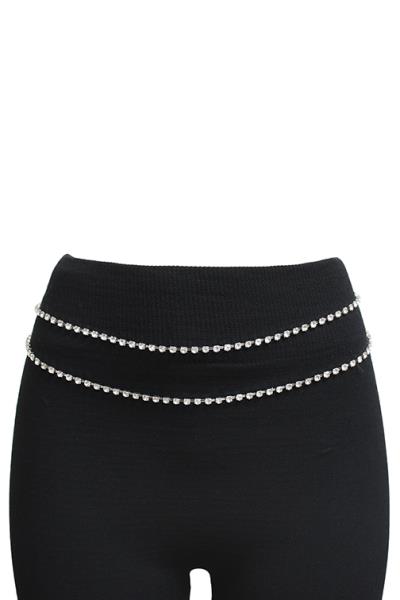 2 LAYERED RHINESTONE CHAIN BELLY BELT