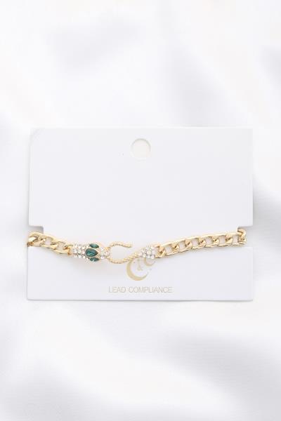 Snake Crystal Curb Link Bracelet