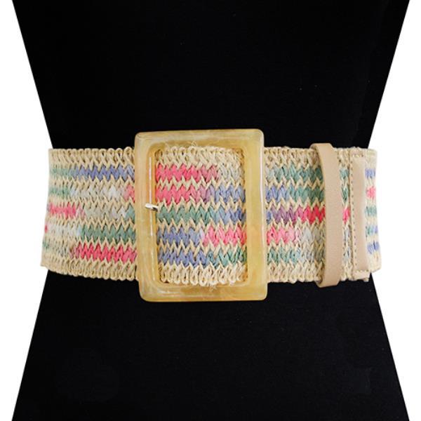 RATTAN STRETCH SQUARE BUCKLE BELT