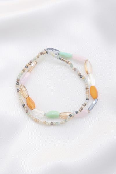 Flat Oval Bead Row Stretch Bracelet