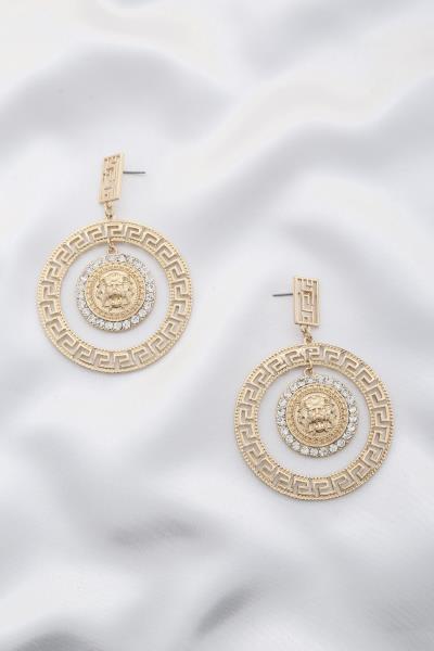 Round with Lion Earring